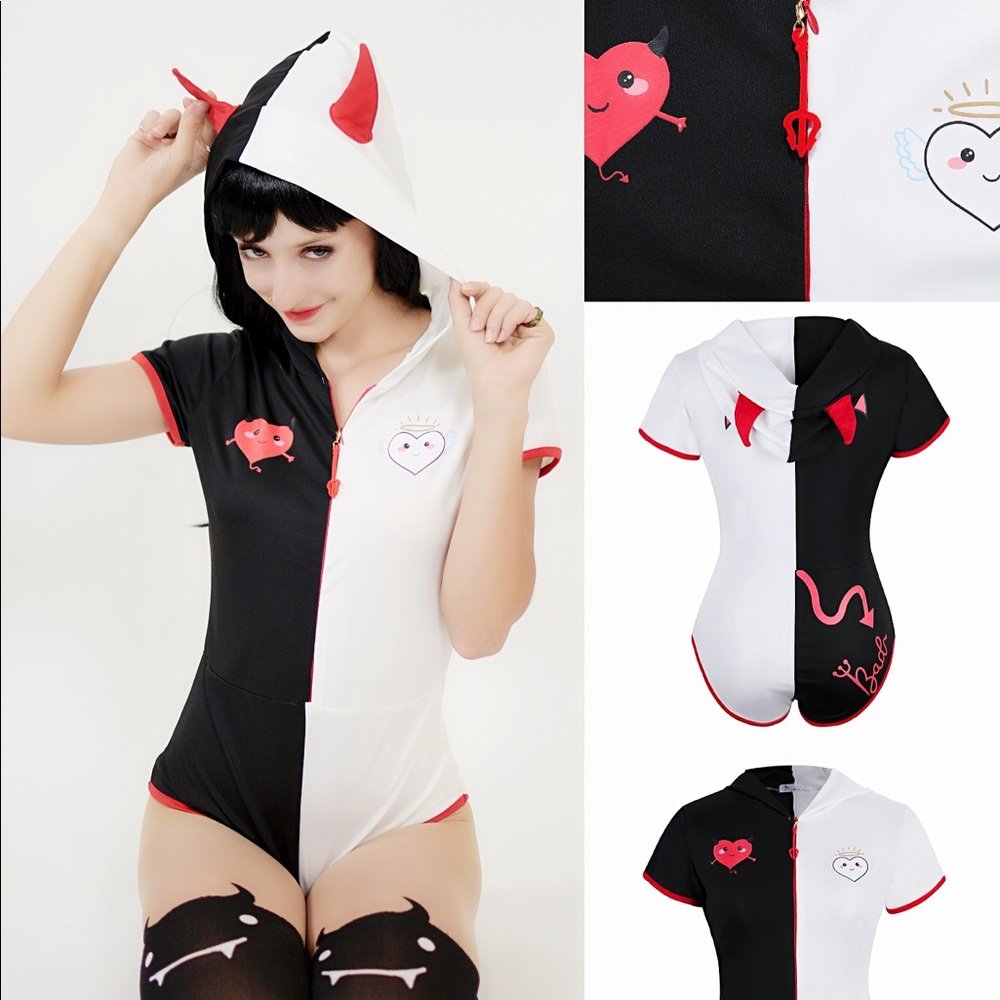 Devil or angel adult romper onesie